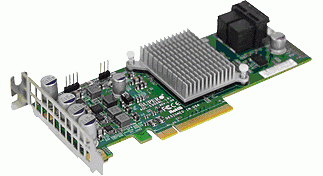 Supermicro 8 internal ports, low-profile, 12Gb/s per port- Gen-3, 63HDD - RAID 0,1,10 AOC-S3008L-L8I