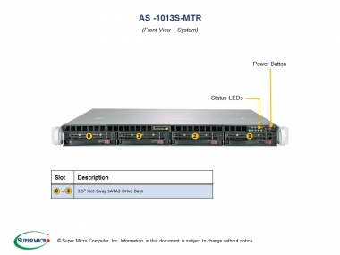 Supermicro AMD EPYC A+ Server 1013S-MTR Single Socket, 4x HDD, 2x 1GbE LAN 