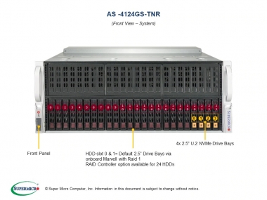 Supermicro AMD EPY A+ Server 4124GS-TNR, Dual Socket, 8x GPU, 2x 1G LAN, 4x NVMe