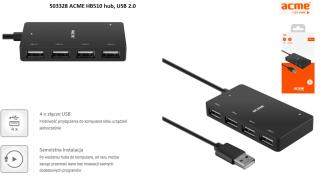 Hub USB Acme HB510, 4 porty USB 2.0, wtyk USB 2.0