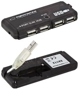 Hub USB Esperanza EA112 4xUSB 2.0 czarny