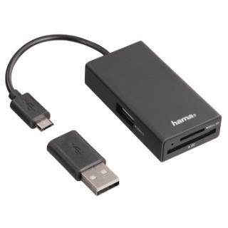 Hub USB Hama USB 2.0 + czytnik kart czarny