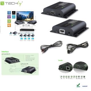 Extender Techly IDATA EXTIP-383 HDMI HDbitT po skr«tce Cat. 6/6a/7, do 120m, FullHD z IR, czarny