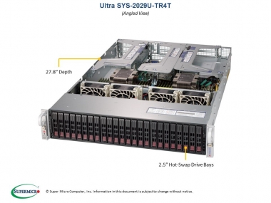 Supermicro Ultra 2U, 24x2.5' 4X10GBaseT, X11DPU, 219U2AC4-R1K02-T