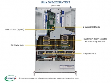 Supermicro Ultra 2U, 24x2.5' 4X10GBaseT, X11DPU, 219U2AC4-R1K02-T