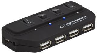 Hub USB Esperanza EA127 4xUSB 2.0 czarny foto1