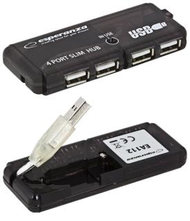 Hub USB Esperanza EA112 4xUSB 2.0 czarny foto1