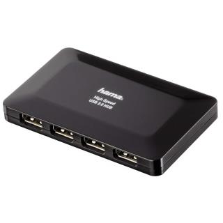 Hub USB 2.0 Hama 1:4 z zasilaniem czarny foto1