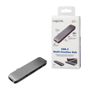 Hub USB-C LogiLink UA0301 wielofunkcyjny 6 w 1, aluminiowy foto1