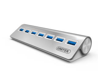 Hub USB Unitek Y-3187 7xUSB 3.0 srebrny foto1