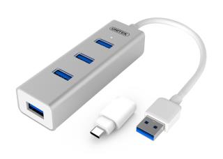 Hub USB Unitek Y-3082B 4x USB 3.0 + USB Typ-C srebrny foto1