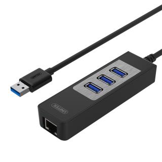 Hub USB Unitek Y-3045C 3x USB 3.0 + Gigabit czarny foto1